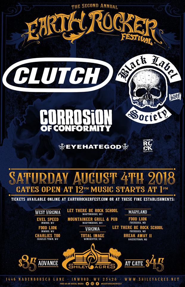 Clutch announces second annual Earth Rocker Festival w/Black Label Society, Corrosion of Conformity, and Eyehategod