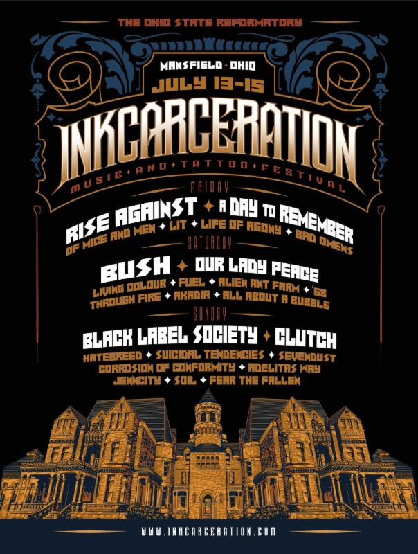 Rise Against, Black Label Society, Clutch and more to perform at the inaugural Inkcarceration Music and Tattoo Festival