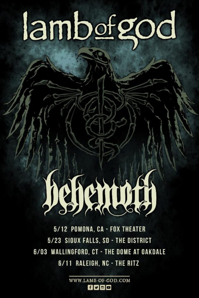 Lamb of God announces one-off headlining tour dates w/Behemoth
