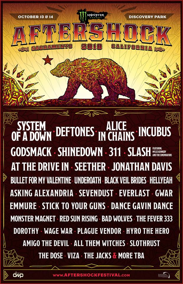 System of a Down, Deftones, Jonathan Davis and more scheduled for 2018’s Aftershock Fest