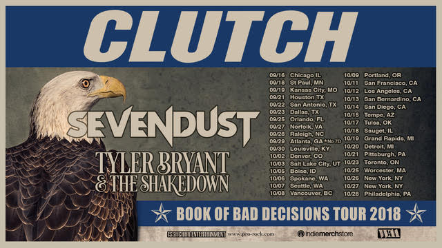 Clutch announces Fall North American Tour w/ Sevendust and Tyler Bryant & The Shakedown