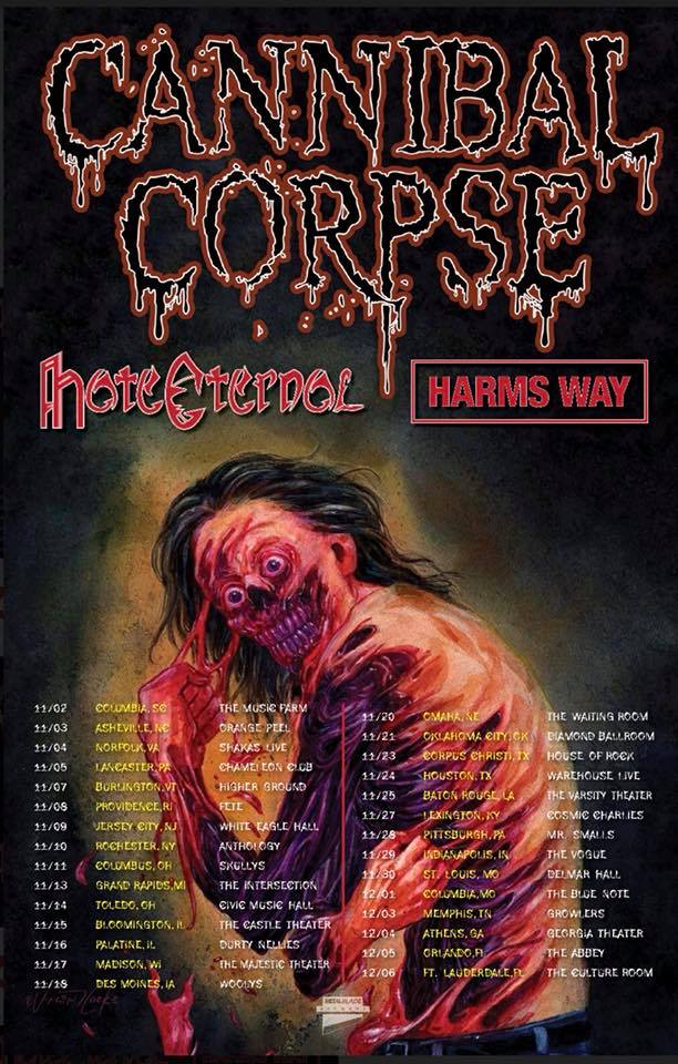 Cannibal Corpse announce Fall US Tour w/ Hate Eternal and Harms Way