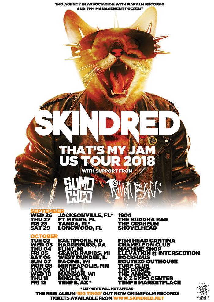 Skindred announce U.S Fall Tour Dates w/ Sumo Cyco & Raven Black