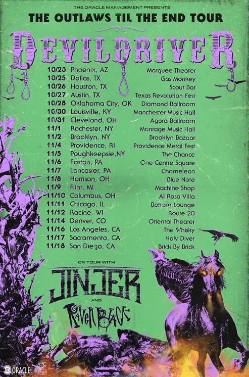 DevilDriver announces Fall ‘Outlaws ‘Til the End’ US Tour w/ Jinjer & Raven Black