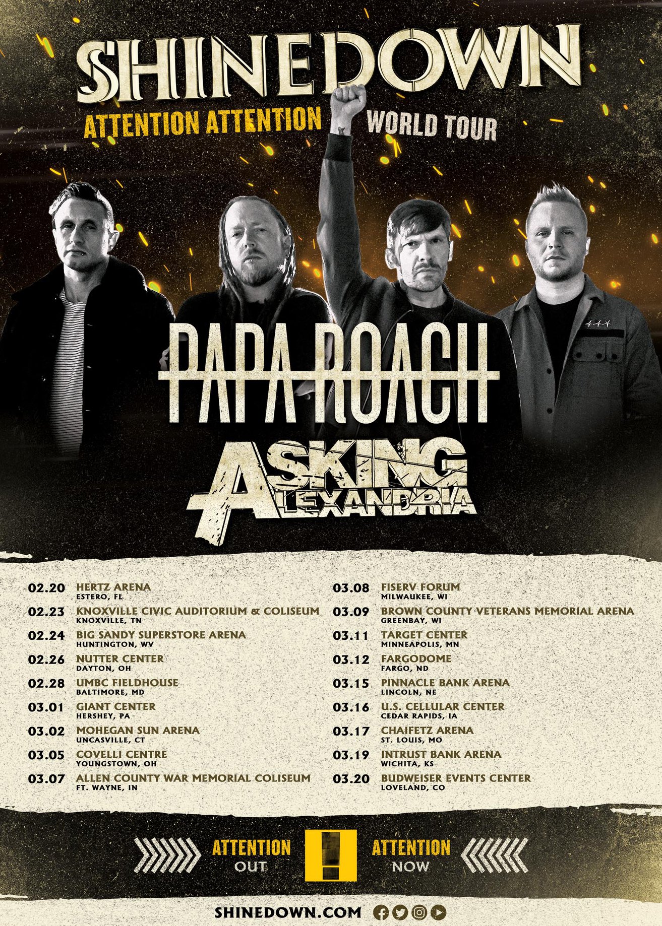 Shinedown announce 2019 Winter Tour w/ Papa Roach and Asking Alexandria