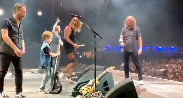 Watch Scott Ian’s 8-year-old son perform “Everlong” with the Foo Fighters