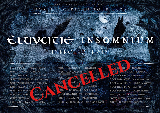 Coronavirus: Eluveitie North American Tour w/ Insomnium & Infected Rain CANCELLED