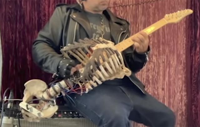 Metalhead builds guitar using his dead uncle’s skeleton
